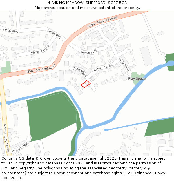 4, VIKING MEADOW, SHEFFORD, SG17 5GR: Location map and indicative extent of plot