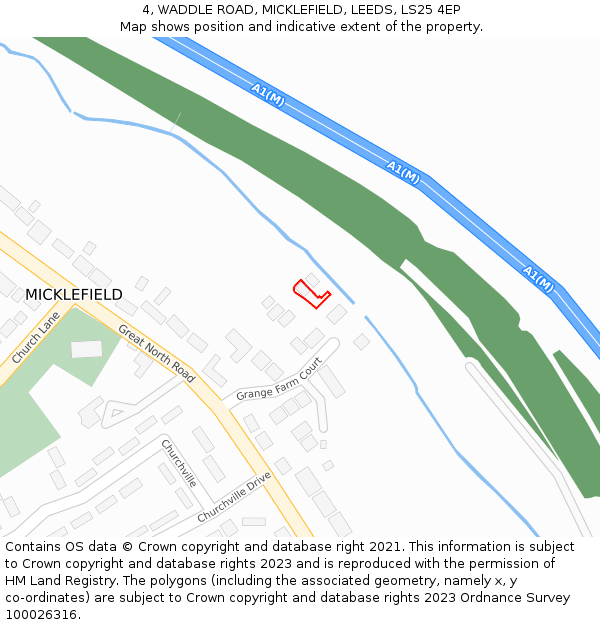 4, WADDLE ROAD, MICKLEFIELD, LEEDS, LS25 4EP: Location map and indicative extent of plot