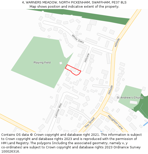 4, WARNERS MEADOW, NORTH PICKENHAM, SWAFFHAM, PE37 8LS: Location map and indicative extent of plot