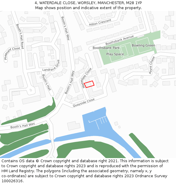 4, WATERDALE CLOSE, WORSLEY, MANCHESTER, M28 1YP: Location map and indicative extent of plot