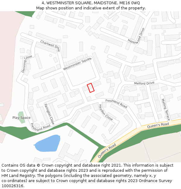 4, WESTMINSTER SQUARE, MAIDSTONE, ME16 0WQ: Location map and indicative extent of plot