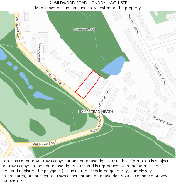 4, WILDWOOD ROAD, LONDON, NW11 6TB: Location map and indicative extent of plot