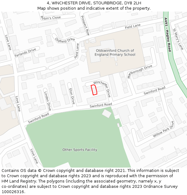 4, WINCHESTER DRIVE, STOURBRIDGE, DY8 2LH: Location map and indicative extent of plot