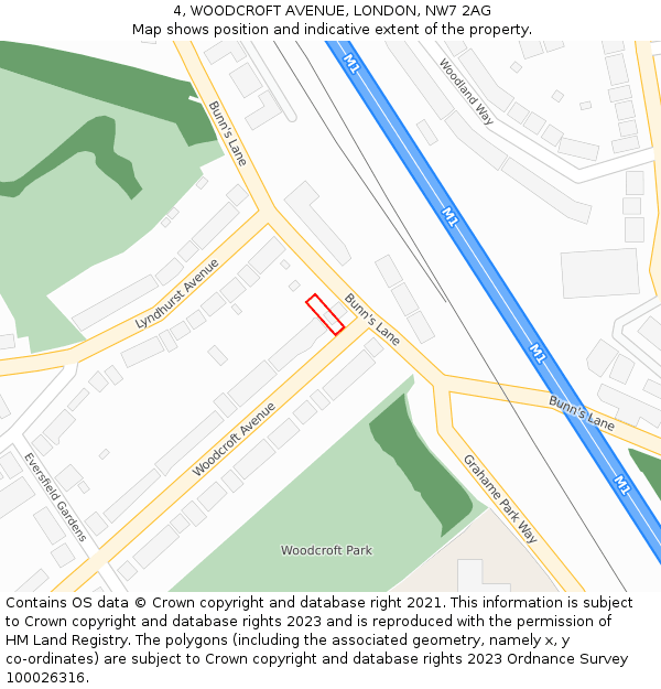 4, WOODCROFT AVENUE, LONDON, NW7 2AG: Location map and indicative extent of plot