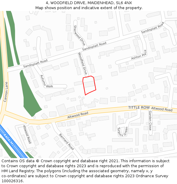 4, WOODFIELD DRIVE, MAIDENHEAD, SL6 4NX: Location map and indicative extent of plot