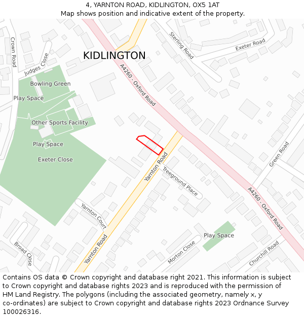 4, YARNTON ROAD, KIDLINGTON, OX5 1AT: Location map and indicative extent of plot