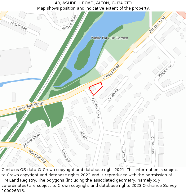 40, ASHDELL ROAD, ALTON, GU34 2TD: Location map and indicative extent of plot