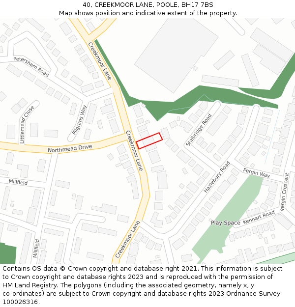 40, CREEKMOOR LANE, POOLE, BH17 7BS: Location map and indicative extent of plot