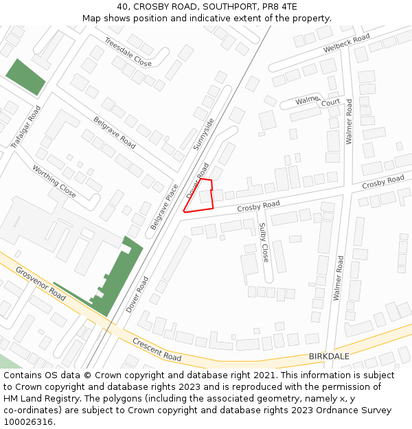 40, CROSBY ROAD, SOUTHPORT, PR8 4TE: Location map and indicative extent of plot