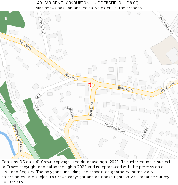 40, FAR DENE, KIRKBURTON, HUDDERSFIELD, HD8 0QU: Location map and indicative extent of plot