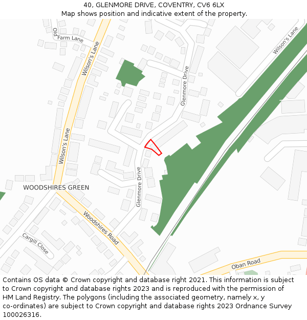 40, GLENMORE DRIVE, COVENTRY, CV6 6LX: Location map and indicative extent of plot