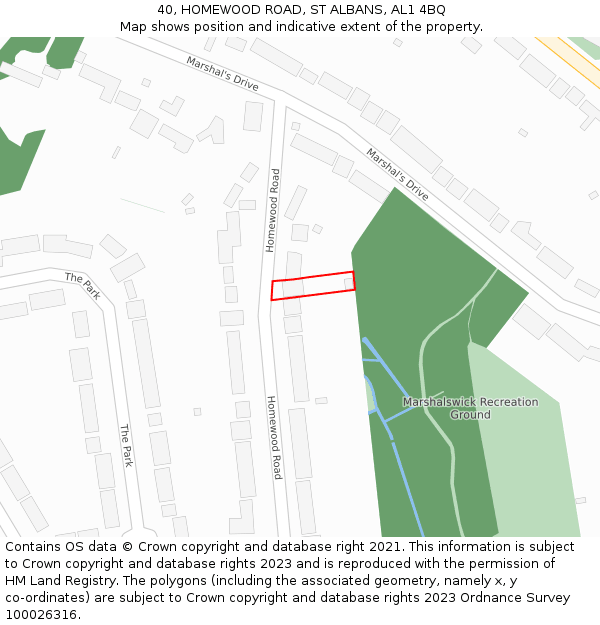 40, HOMEWOOD ROAD, ST ALBANS, AL1 4BQ: Location map and indicative extent of plot