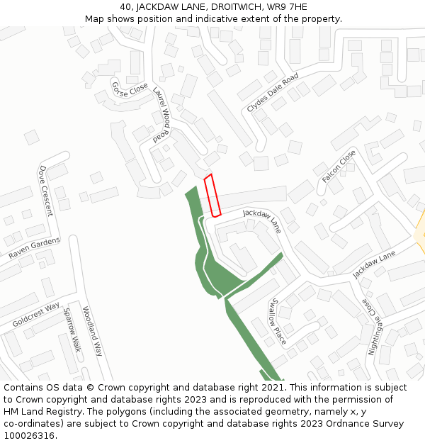 40, JACKDAW LANE, DROITWICH, WR9 7HE: Location map and indicative extent of plot