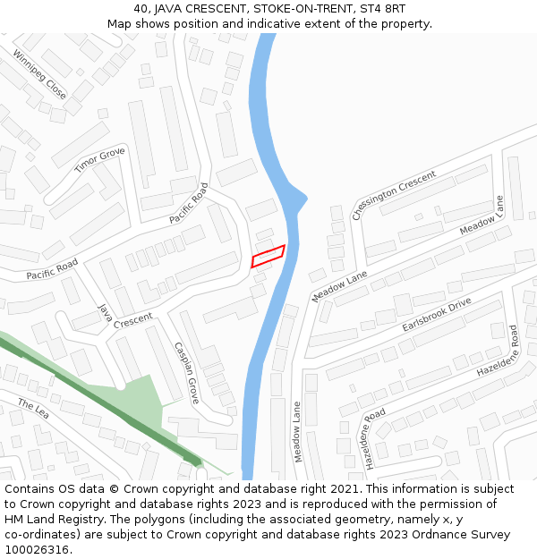 40, JAVA CRESCENT, STOKE-ON-TRENT, ST4 8RT: Location map and indicative extent of plot