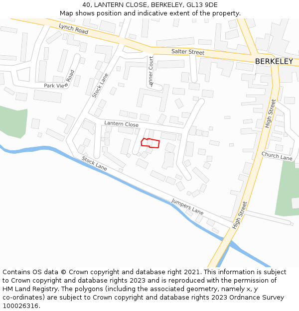 40, LANTERN CLOSE, BERKELEY, GL13 9DE: Location map and indicative extent of plot