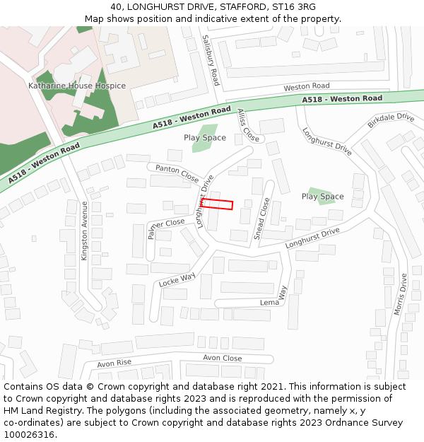 40, LONGHURST DRIVE, STAFFORD, ST16 3RG: Location map and indicative extent of plot