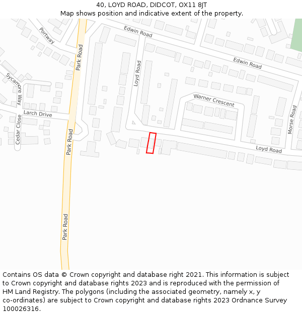 40, LOYD ROAD, DIDCOT, OX11 8JT: Location map and indicative extent of plot