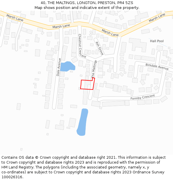 40, THE MALTINGS, LONGTON, PRESTON, PR4 5ZS: Location map and indicative extent of plot