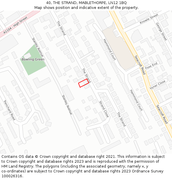 40, THE STRAND, MABLETHORPE, LN12 1BQ: Location map and indicative extent of plot