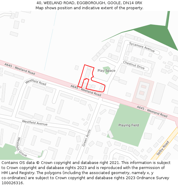 40, WEELAND ROAD, EGGBOROUGH, GOOLE, DN14 0RX: Location map and indicative extent of plot