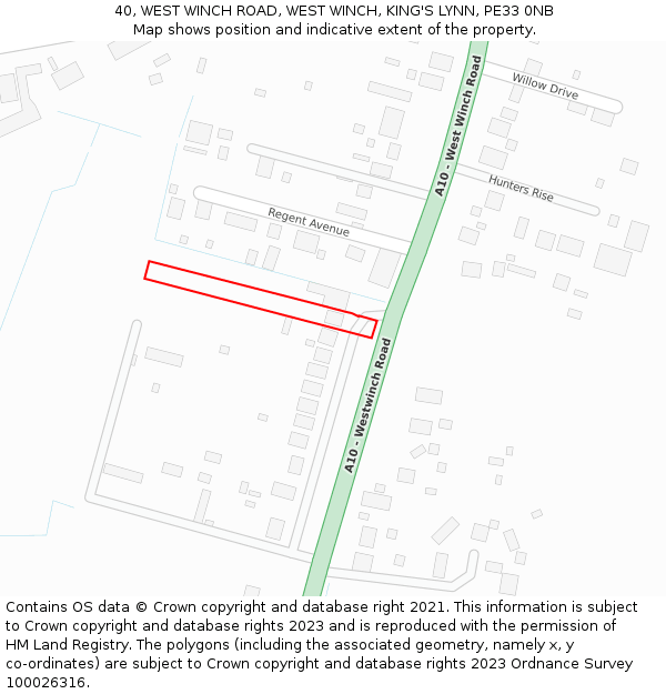 40, WEST WINCH ROAD, WEST WINCH, KING'S LYNN, PE33 0NB: Location map and indicative extent of plot