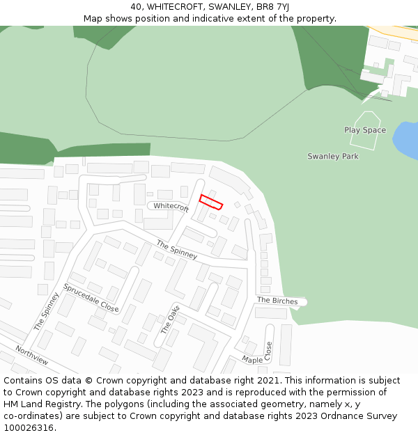 40, WHITECROFT, SWANLEY, BR8 7YJ: Location map and indicative extent of plot