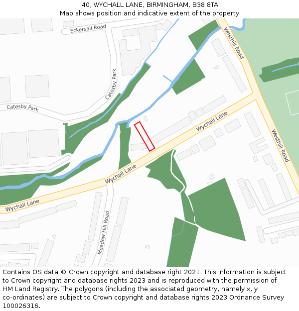 40, WYCHALL LANE, BIRMINGHAM, B38 8TA: Location map and indicative extent of plot