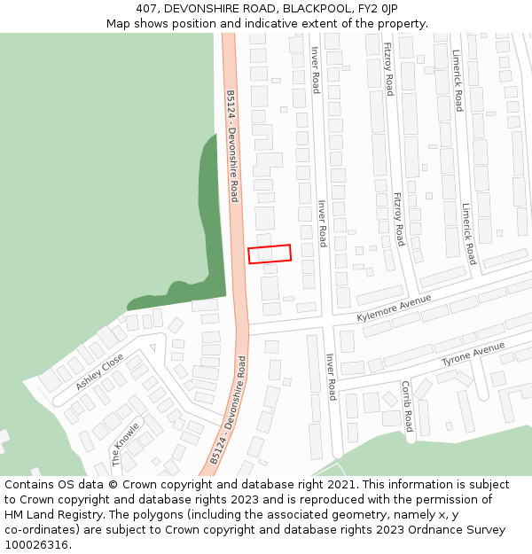 407, DEVONSHIRE ROAD, BLACKPOOL, FY2 0JP: Location map and indicative extent of plot