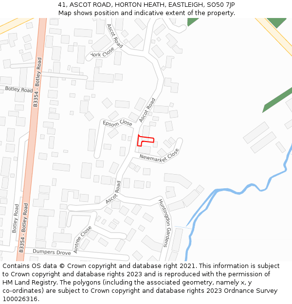 41, ASCOT ROAD, HORTON HEATH, EASTLEIGH, SO50 7JP: Location map and indicative extent of plot