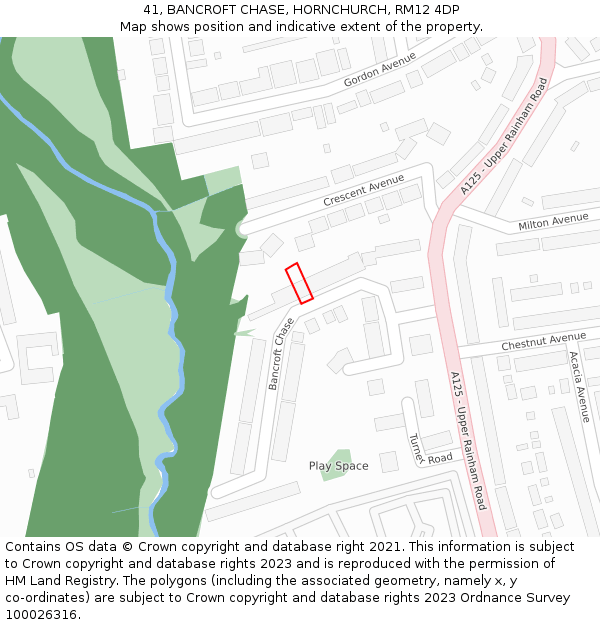 41, BANCROFT CHASE, HORNCHURCH, RM12 4DP: Location map and indicative extent of plot