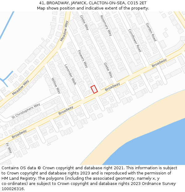 41, BROADWAY, JAYWICK, CLACTON-ON-SEA, CO15 2ET: Location map and indicative extent of plot