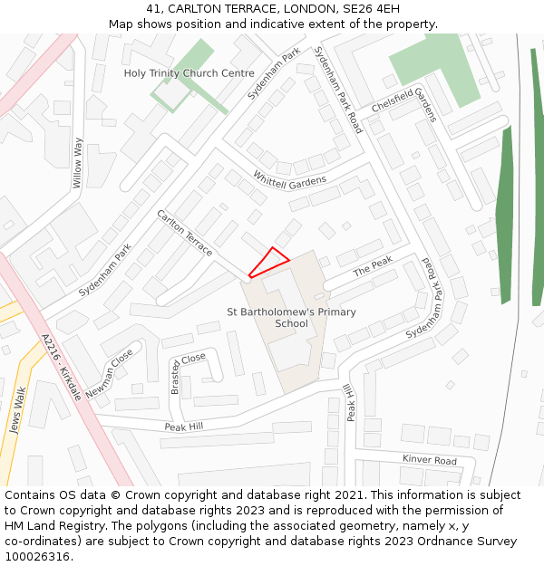 41, CARLTON TERRACE, LONDON, SE26 4EH: Location map and indicative extent of plot