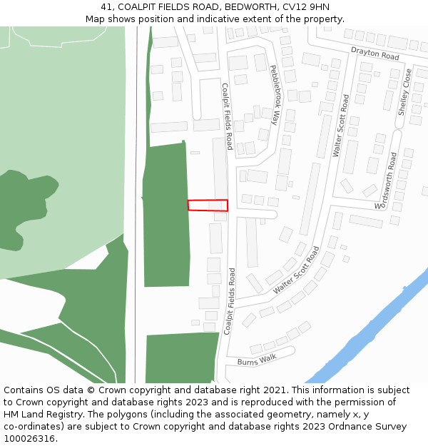 41, COALPIT FIELDS ROAD, BEDWORTH, CV12 9HN: Location map and indicative extent of plot