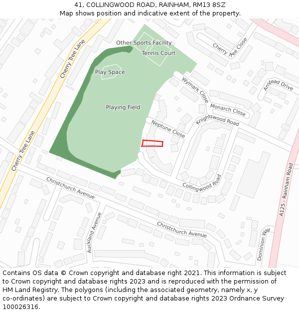 41, COLLINGWOOD ROAD, RAINHAM, RM13 8SZ: Location map and indicative extent of plot