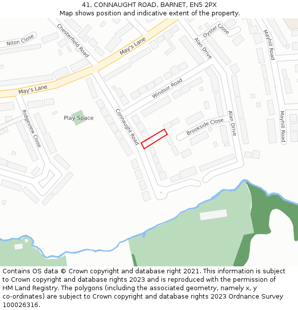 41, CONNAUGHT ROAD, BARNET, EN5 2PX: Location map and indicative extent of plot