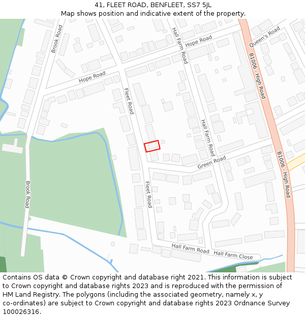 41, FLEET ROAD, BENFLEET, SS7 5JL: Location map and indicative extent of plot