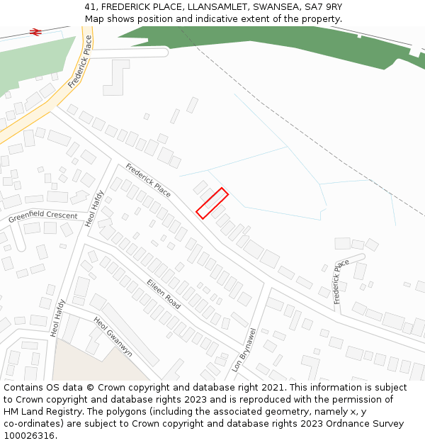 41, FREDERICK PLACE, LLANSAMLET, SWANSEA, SA7 9RY: Location map and indicative extent of plot