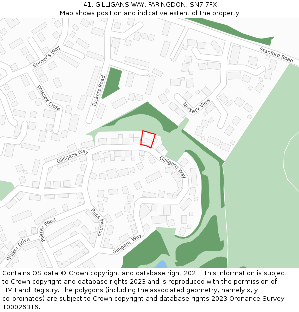 41, GILLIGANS WAY, FARINGDON, SN7 7FX: Location map and indicative extent of plot