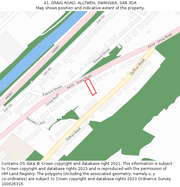 41, GRAIG ROAD, ALLTWEN, SWANSEA, SA8 3DA: Location map and indicative extent of plot