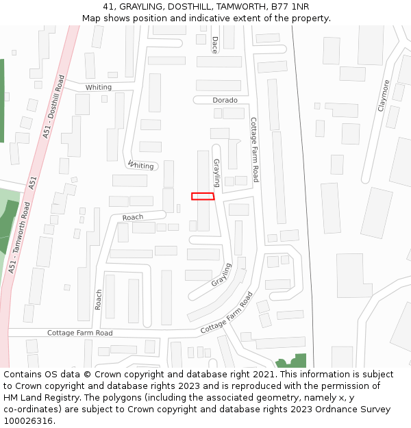 41, GRAYLING, DOSTHILL, TAMWORTH, B77 1NR: Location map and indicative extent of plot