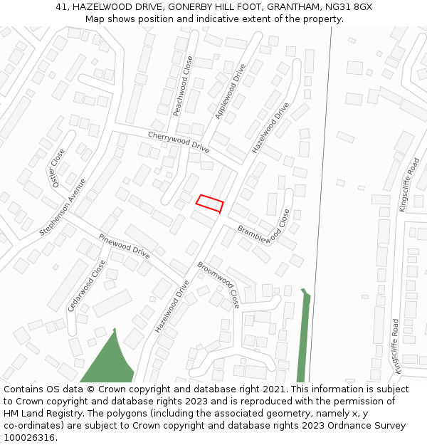 41, HAZELWOOD DRIVE, GONERBY HILL FOOT, GRANTHAM, NG31 8GX: Location map and indicative extent of plot