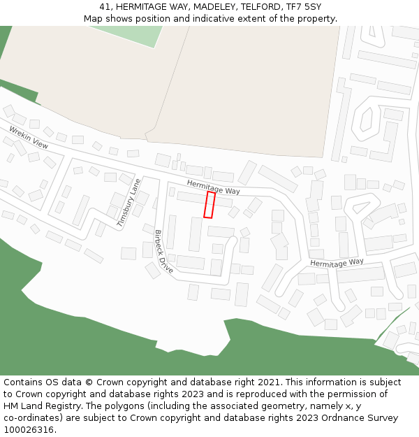 41, HERMITAGE WAY, MADELEY, TELFORD, TF7 5SY: Location map and indicative extent of plot