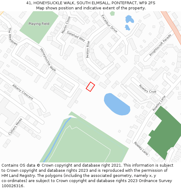 41, HONEYSUCKLE WALK, SOUTH ELMSALL, PONTEFRACT, WF9 2FS: Location map and indicative extent of plot