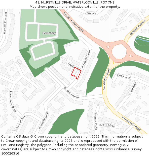 41, HURSTVILLE DRIVE, WATERLOOVILLE, PO7 7NE: Location map and indicative extent of plot