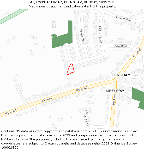 41, LOCKHART ROAD, ELLINGHAM, BUNGAY, NR35 2HB: Location map and indicative extent of plot