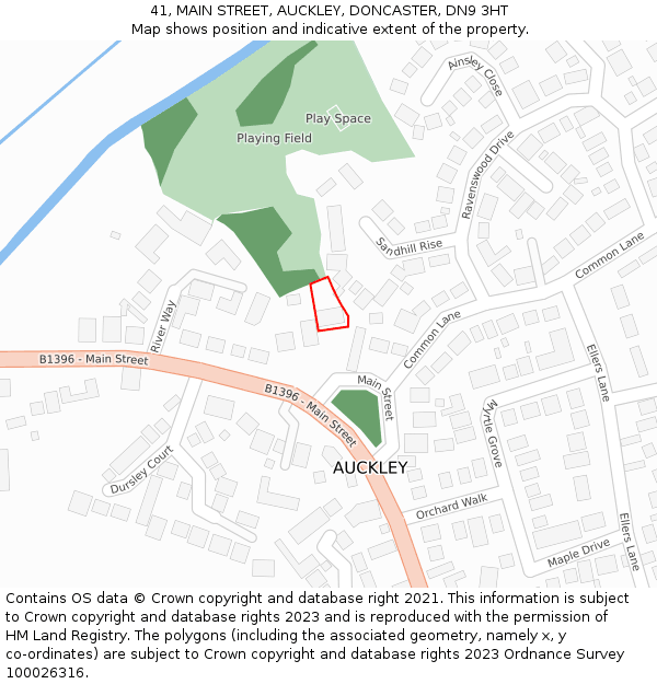 41, MAIN STREET, AUCKLEY, DONCASTER, DN9 3HT: Location map and indicative extent of plot