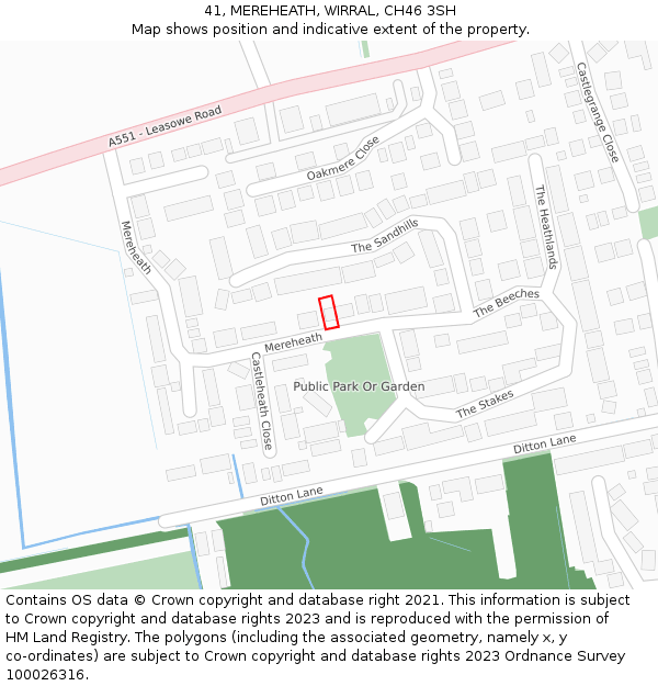 41, MEREHEATH, WIRRAL, CH46 3SH: Location map and indicative extent of plot