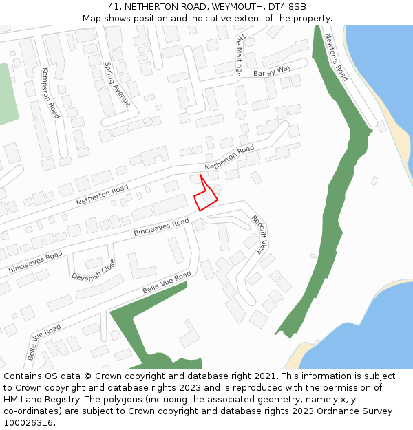 41, NETHERTON ROAD, WEYMOUTH, DT4 8SB: Location map and indicative extent of plot