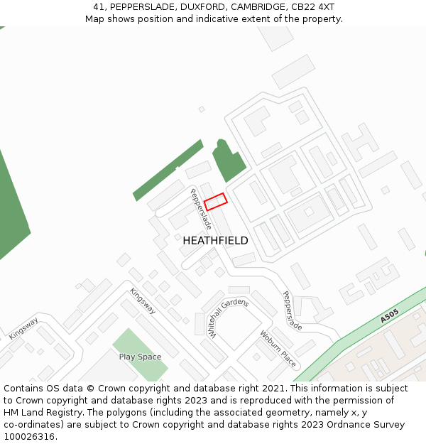 41, PEPPERSLADE, DUXFORD, CAMBRIDGE, CB22 4XT: Location map and indicative extent of plot