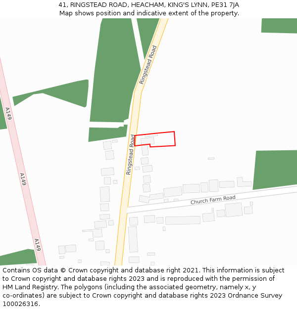 41, RINGSTEAD ROAD, HEACHAM, KING'S LYNN, PE31 7JA: Location map and indicative extent of plot